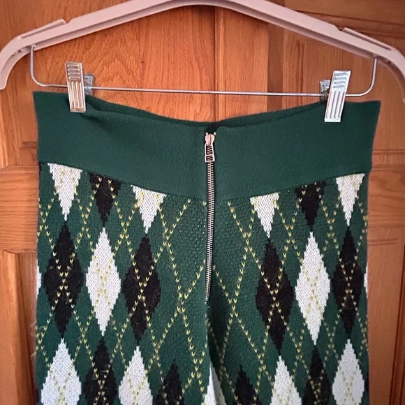STAUD Green and Cream Argyle Cardigan Set - Picture 2 of 6